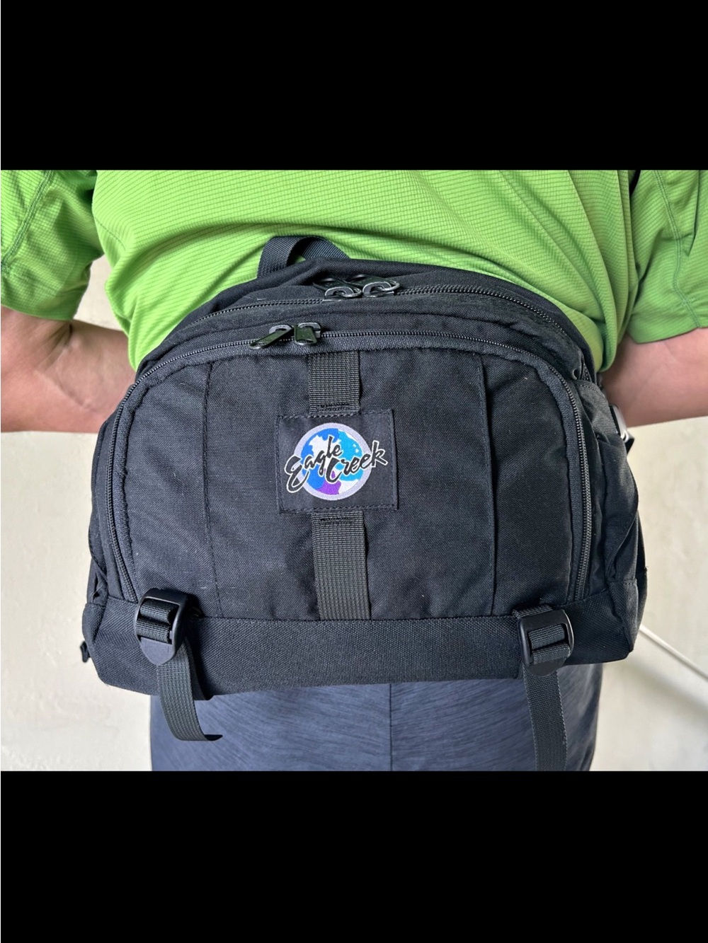 Eagle Creek Fanny Pack Black Compact Crossbody Pack Travel Organizer